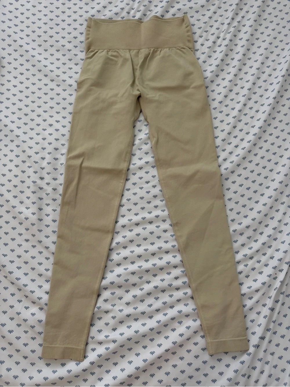 Men's Cream Ribbed Stretch Pants